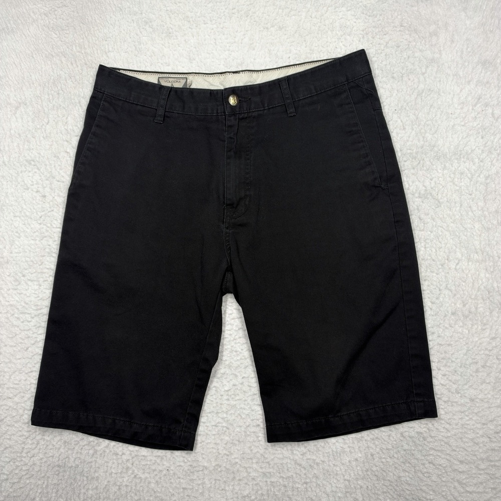 Volcom Chino Shorts Black Modern Stretch Skate Casual Men's Size 32 10" Inseam
